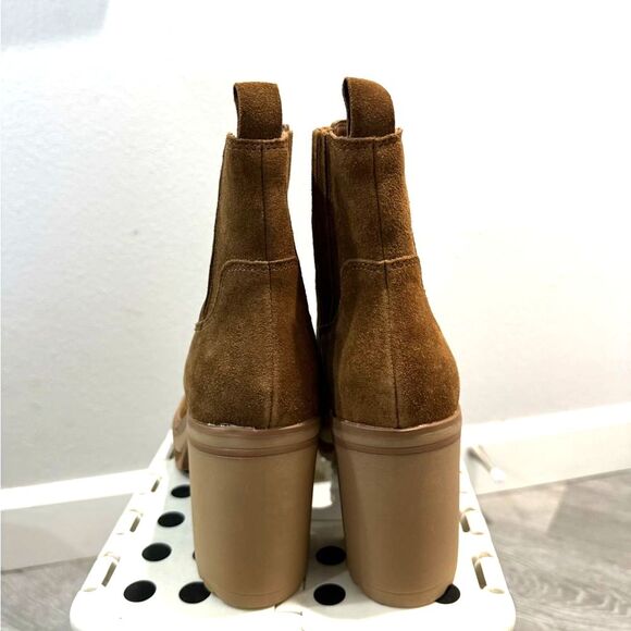 Steve Madden Lenny Brown cognac suede platform block heel ankle booties size 8 - Picture 3 of 7